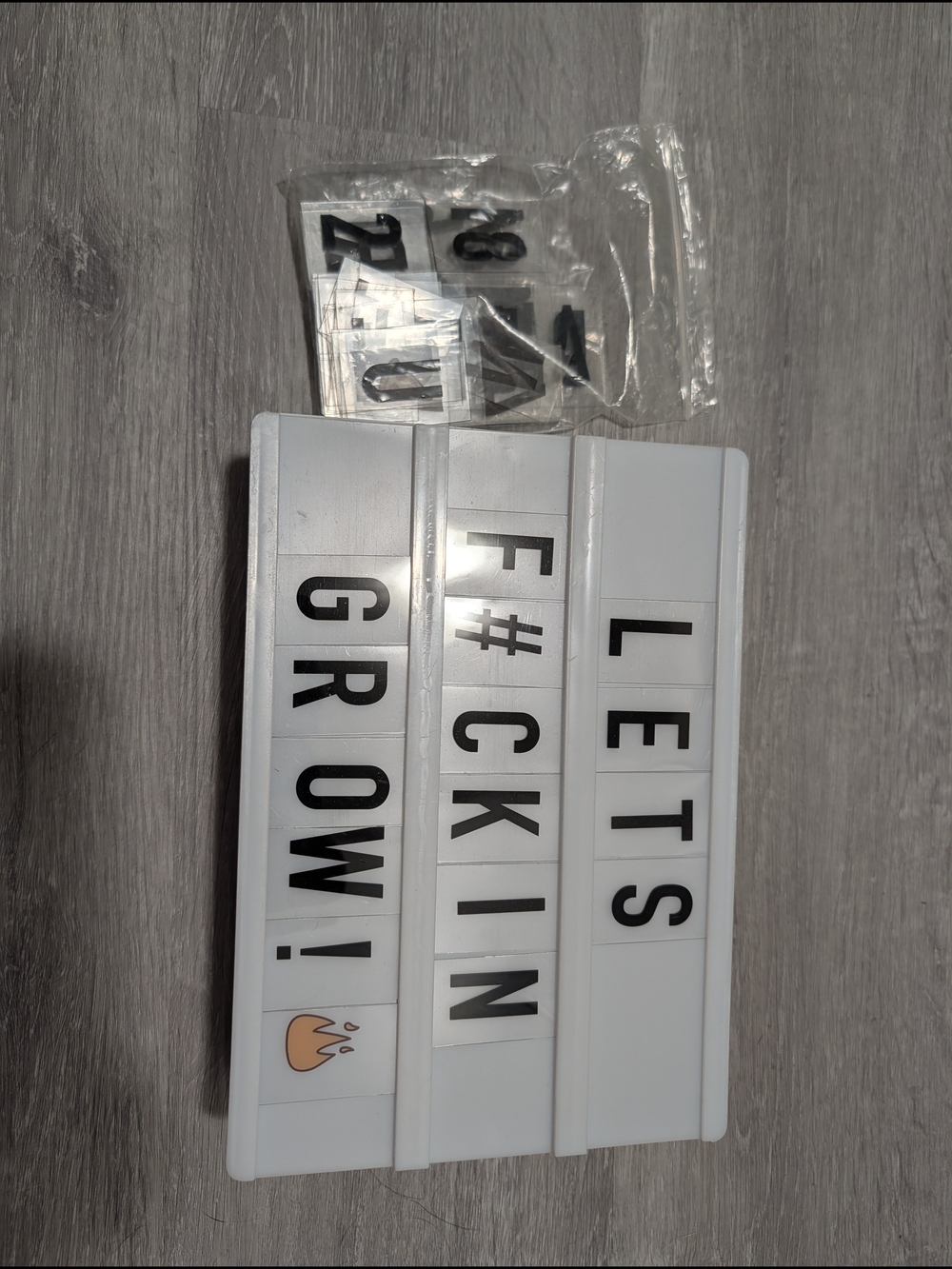 White Plastic Letter Board Lightbox with Black Letters